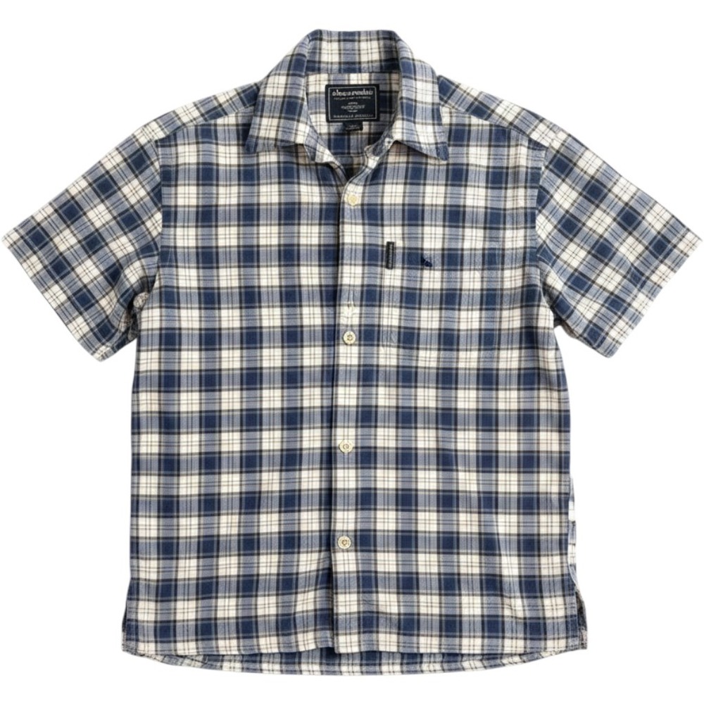 Abercrombie & Fitch Mens Blue Plaid Short Sleeve Button Up Shirt Sz S Regular